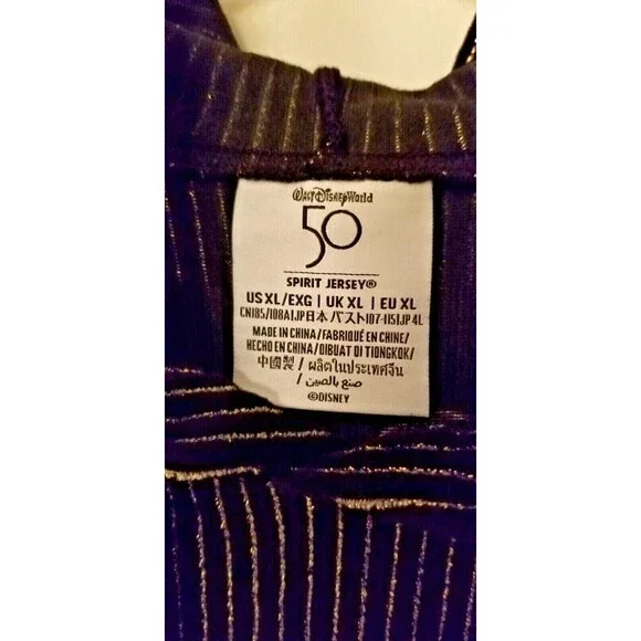 DisneyHoodie 50th Anniversary Spirit Black + Metallic Gold Stripe NEW TAGS XL